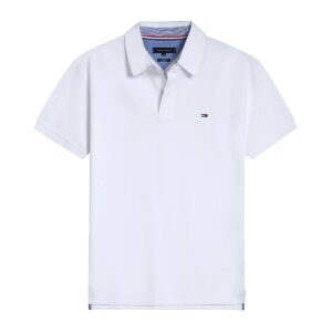 tommy hilfiger men's business casual solid polo shirt with classic colla