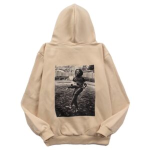 beige graphic hoodie