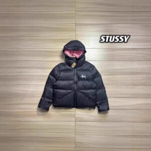 stussy puffer jacket black