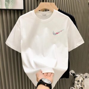 summer men's heavy cotton tee+white and black