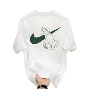nike 2024 cotton graphic tee+white and black