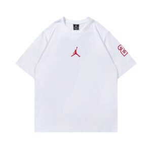 jordan spring 2025 embroidered t shirt (white and black)