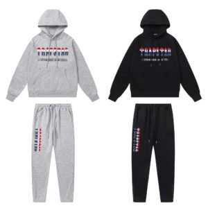 trapstar embroidered hoodie set, black