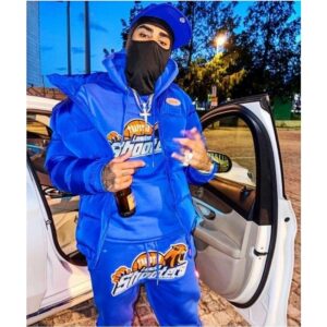 trapstar embroidered hoodie set blue
