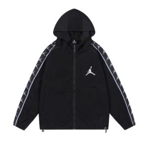 air jordan basketball hooded jacket (white and black)