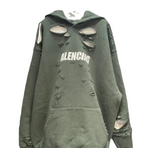 balenciaga distressed hoodie green