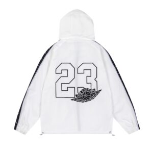 air jordan basketball hooded jacket (white and black)
