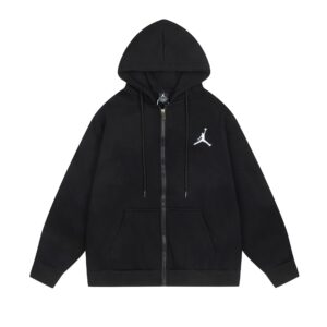 jordan flying plush hoodie (black and grey)