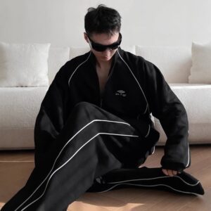 ​​balenciaga embroidered logo track set (triple black)​