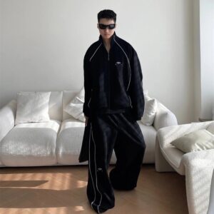 ​​balenciaga embroidered logo track set (triple black)​