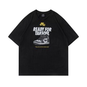 air jordan spring print cotton tee（white and black)