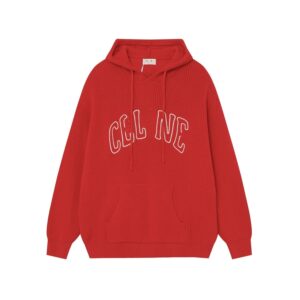 cel embroidered logo knit hoodie