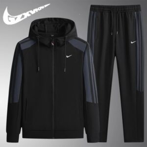 nike men's hooded tracksuit set black
