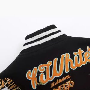 off white skull print jacket black