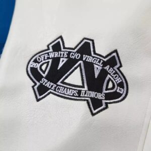 off white paisley varsity jacket blue