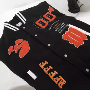 off white skull print jacket black