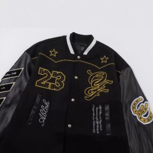 off white varsity jacket black