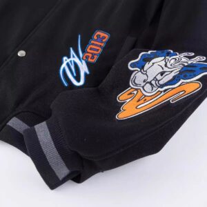 off white cartoon varsity jacket black