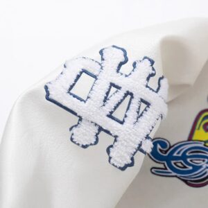 off white embroidered varsity jacket grey