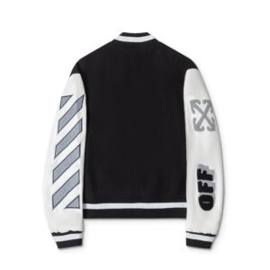 off white varsity jacket black