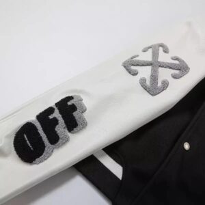 off white varsity jacket black