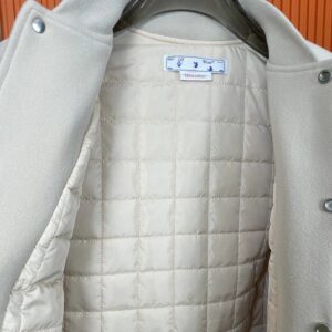 off white embroidered varsity jacket beige