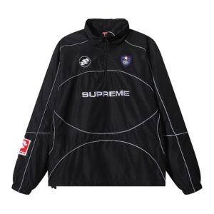 supreme football jacket, black