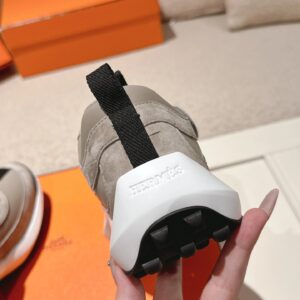 hermes loop leather sneakers grey