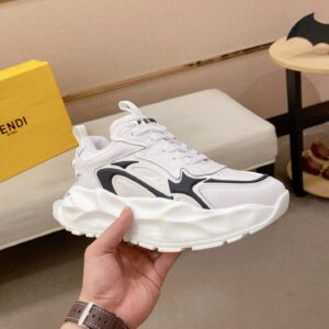 fendi flow cowhide sneakers white