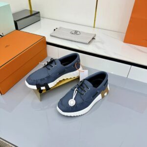hermes loop leather sneakers navy