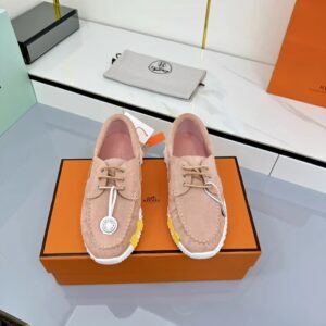 hermes loop leather sneakers pink