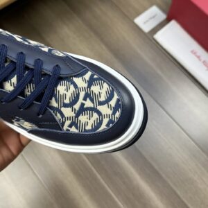 ferragamo trendy napa leather canvas sneakers blue