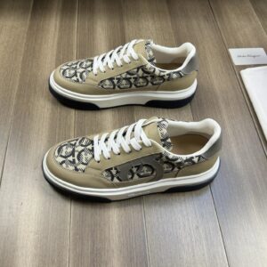 ferragamo trendy napa leather canvas sneakers beige
