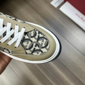 ferragamo trendy napa leather canvas sneakers beige