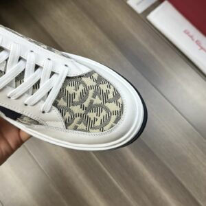 ferragamo trendy napa leather canvas sneakers white