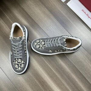 ferragamo trendy napa leather canvas sneakers gray