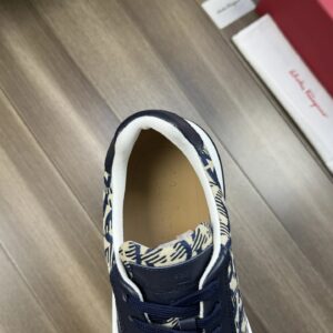 ferragamo trendy napa leather canvas sneakers blue