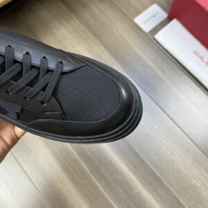 ferragamo casual napa leather mesh sneakers black