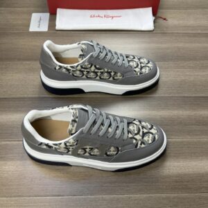 ferragamo trendy napa leather canvas sneakers gray