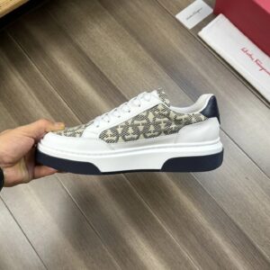 ferragamo trendy napa leather canvas sneakers white
