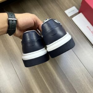 ferragamo trendy napa leather canvas sneakers blue