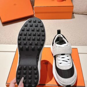 hermes loop leather sneakers black gray