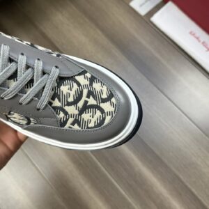 ferragamo trendy napa leather canvas sneakers gray