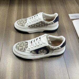 ferragamo trendy napa leather canvas sneakers white