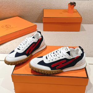 hermes jet suede sneakers black red