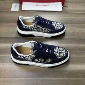 ferragamo trendy napa leather canvas sneakers blue