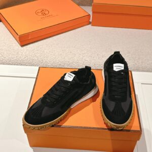 hermes jet suede sneakers black