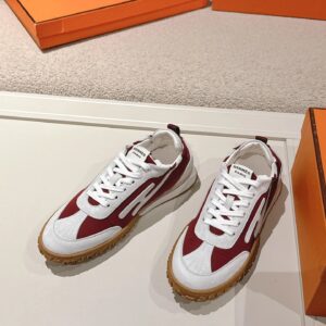 hermes jet suede sneakers white red