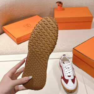 hermes jet suede sneakers white red