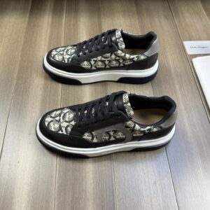 ferragamo trendy napa leather canvas sneakers black